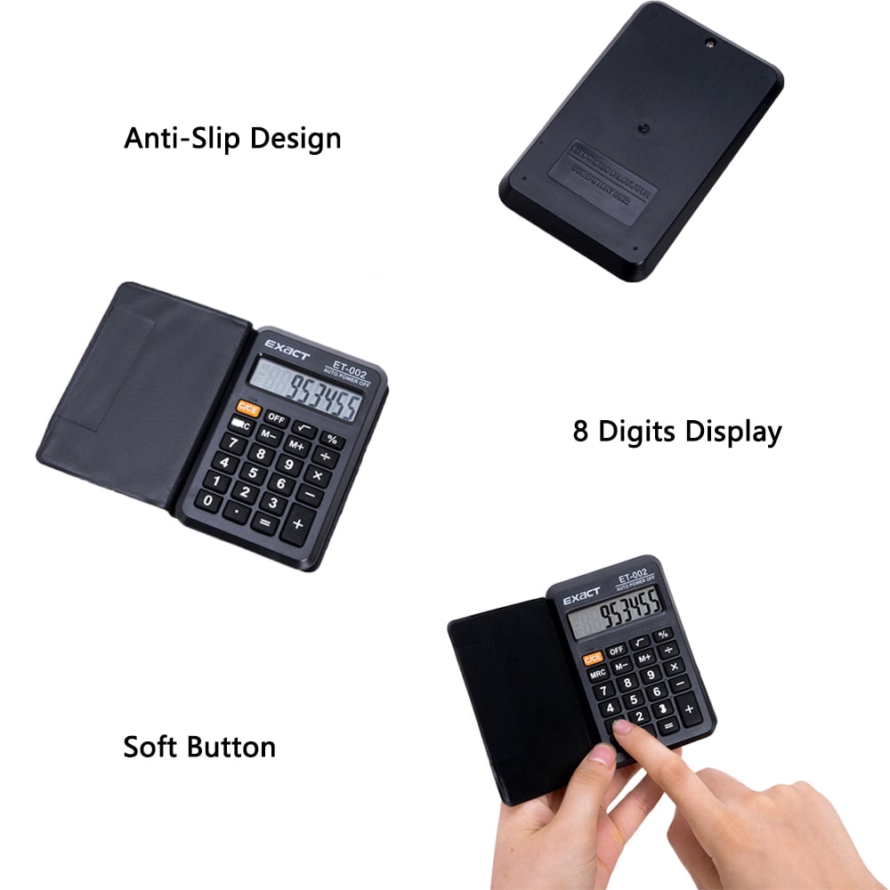tooloflife Premium Mini Pocket Calculator with Leather Cover for Basics Budgeting Business Working Black