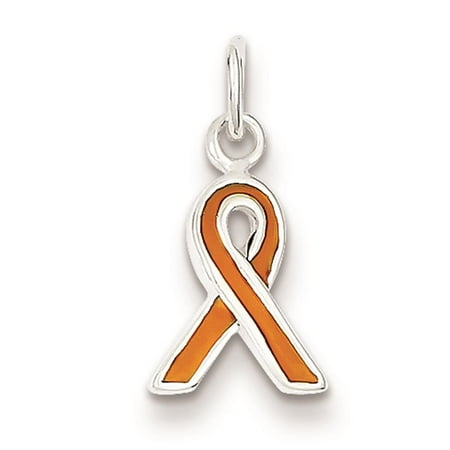 Sterling Silver Orange Enameled Awareness Polished Charm Pendant 18mmx8mm