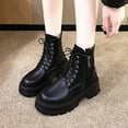 thumbnail image 2 of Women's Round Toe Lace-Up Ankle Boots Autumn Winter Fashion Boots Shoes, 2 of 6