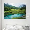 thumbnail image 1 of Landscape Tapestry, Photo of Zelenci Pond near Kranjska Gora in Slovenia Idyllic View Scenic Scenery, Wall Hanging for Bedroom Living Room Dorm Decor, 80W X 60L Inches, Green Aqua, by Ambesonne, 1 of 2