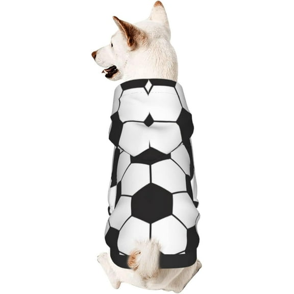 Soccer Ball White and Black Pets Wear Hoodies for Dog Cat Clothes Costume Pet Warm Pet Autumn Winter Shirt Medium