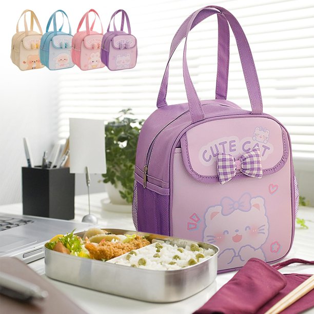 Bolsa de almuerzo aislante de gran capacidad Bunny con papel de aluminio engrosado - Aislamiento térmico para alimentos y bebidas - Portátil con asa - 1 forro de poliéster de nylon - Fácil de limpiar