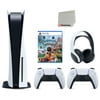 Sony Playstation 5 Disc Version Console with Extra White Controller, White PULSE 3D Headset and Sackboy: A Big Adventure Bundle with Cleaning Cloth