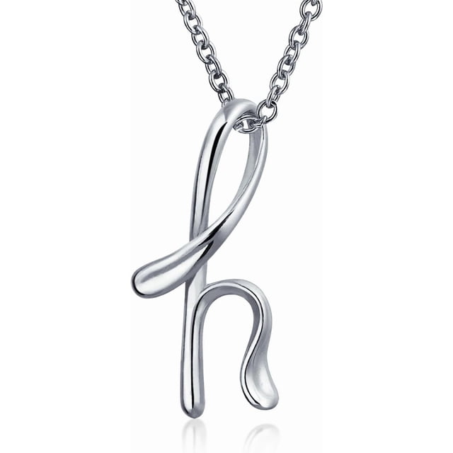 Personalize ABC Script Letter Alphabet Pendant Initial Necklace For Teen Women 14K Gold Plated .925 Sterling Silver