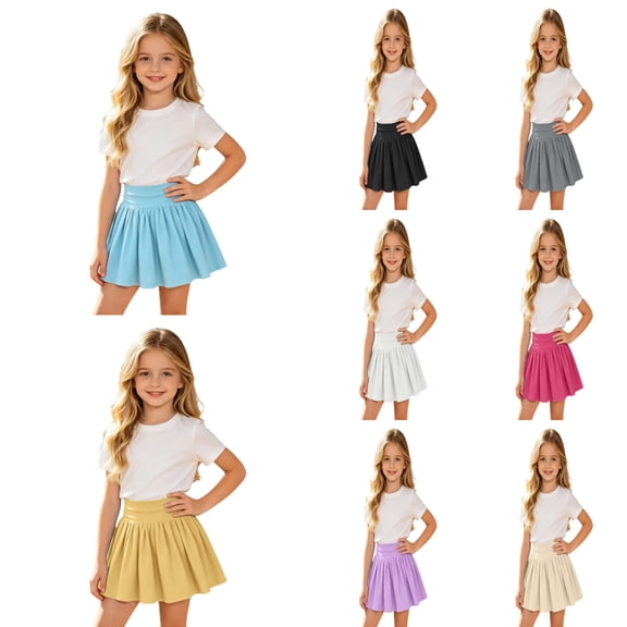 Shadoumai Girls School Uniform Skirts Contrast High Waisted Pleated Tennis Skirt with Bows Preppy Clothes