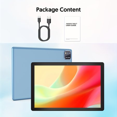 10.1" Android 15 Tablet - 12GB RAM 64GB ROM (1TB/2TB Expandable), Quad-Core, WiFi 6, 2+8MP Dual Camera, 6000mAh, Optional Keyboard & Protective Case