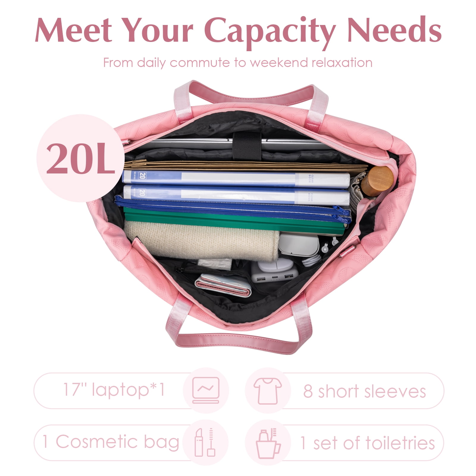 Kabaqoo Shoulder Purses for Women, Ladies Handbags with Computer Compartment Pink