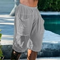 thumbnail image 2 of Lisingtool Clearance Mens Pants Men Summer Solid Color Casual Shorts Loose Elastic Waist Pocket Cotton Beach Pants M-3XL Clearance sale, 2 of 6