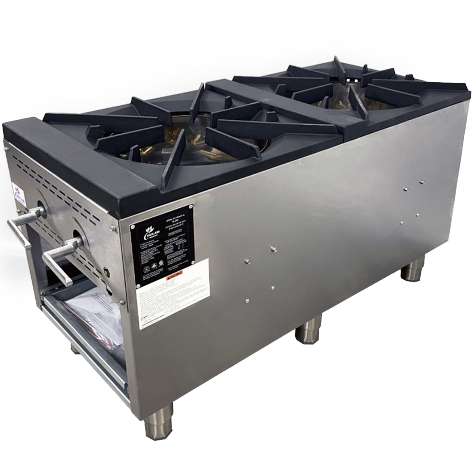 NSF Stock Pot Range 2 Burner – 240,000 BTU Commercial Jet Burner Dual Stock Pot Stove Heavy-Duty Stainless Steel