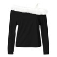 thumbnail image 4 of IMENGL Long Sleeve Shirts for Women Casual Fashion Solid Color Shoulder Strap Plush Collar T-Shirt Soft Women's Basic Tee Long Sleeve Tops,Black, 4 of 4