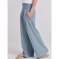 thumbnail image 6 of ANRABESS Women Linen Palazzo Pants Summer Boho Wide Leg High Waist Casual Lounge Pant 2026 Beach Travel Vacation Outfits Blue XXL, 6 of 10