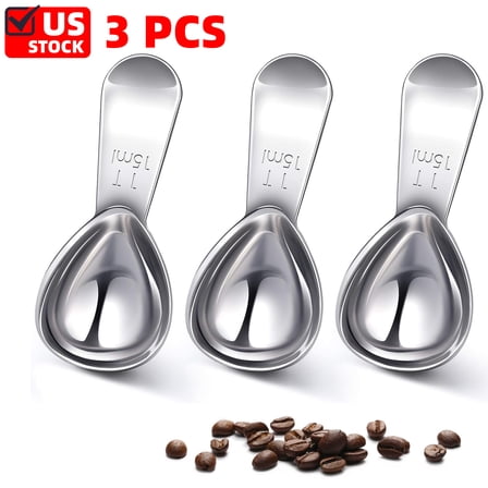 15ml Coffee Scoop Set, Tablespoon Scoop 3 Pc Set , Stainless Steel Measuring Spoons for Ground Coffee with Short Handles, for Tea, Sugar, or Flour