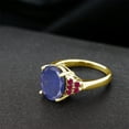 thumbnail image 4 of Gem Stone King 4.50 Ct Oval Blue Lapis Red Created Ruby 18K Yellow Gold Plated Silver Ring (Size 6), 4 of 4