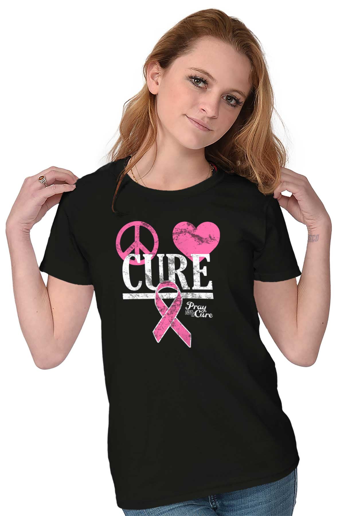 Brisco Brands Breast Cancer Awareness Womens Tees Shirts Ladies Tshirts Pray For Cure BCA Brisco Brands Breast Cancer Awareness Womens Tees Shirts Ladies Tshirts Pray For Cure BCA