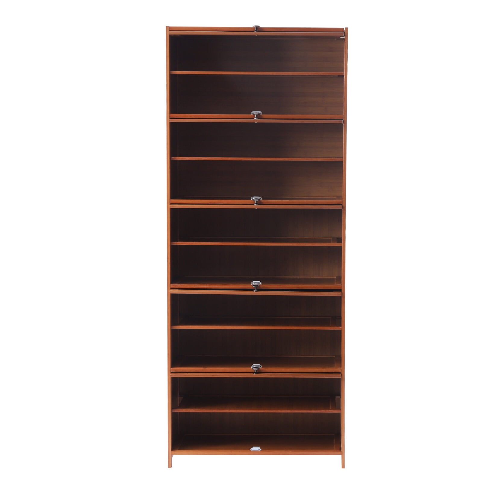 ToppiJoy 10-Tier Shoe Organizer Cabinet with Cover Wood, Shoe Cabinet Rack Tiered Storage with Sophisticated Handle and Extra Storage Platform for Home