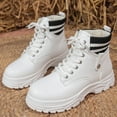 thumbnail image 5 of Bnwani Women Boots Fashion Toe Thick Ankle Fleece Warm Casual Solid Boot White Size 6, 5 of 9