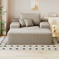 thumbnail image 4 of Leumius Oversized Chaise Lounge Chair Indoor Furniture, No Assembly Required, Plush Corduroy Upholstered Sofa Bed Cozy Sleeper Couch for Living Room, Bedroom, Camel, 4 of 8