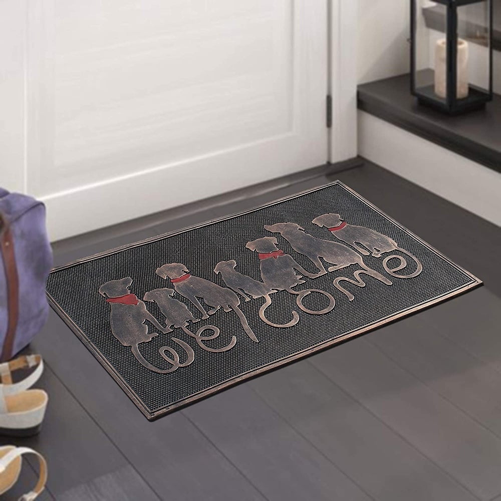 A1HC Dog Tail Welcome Rubber Pin Welcome Door Mats for Outdoor Entrance,Fun Designed Floor Mat, Welcome Mats for Front Door Indoor Non-Slip Backing Rubber Mat for Outside 18" X 30"