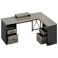 thumbnail image 4 of Bestier L Shaped Desk with 4 Drawers, 63" x 47" Executive Office Desk with Monitor Stand, Gray, 4 of 10