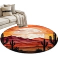 Desert 3' Round Rug for Bathroom Accent Bedside Corner, Nature Cactus ...