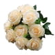 thumbnail image 2 of Ramo de flores de rosas artificiales banquete de boda nupcial tela de seda ramo de rosas falsas, champán 11 cabezas Advancent HA6516-05B, 2 of 6