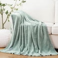 thumbnail image 4 of Battilo Sage Geen Chenille Throw Blanket, Mint Green Decorative Knit Throws,Spring Decor,51"x67", 4 of 9