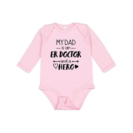 

Inktastic My Dad is an ER Doctor and a Hero Gift Baby Boy or Baby Girl Long Sleeve Bodysuit