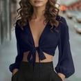 thumbnail image 7 of Women's Swimwear Cover Ups Tops Tie Front Knot Swimsuit Bikini Bathing Suit Long Sleeve Soft Beach Wrap Shirt, 7 of 7