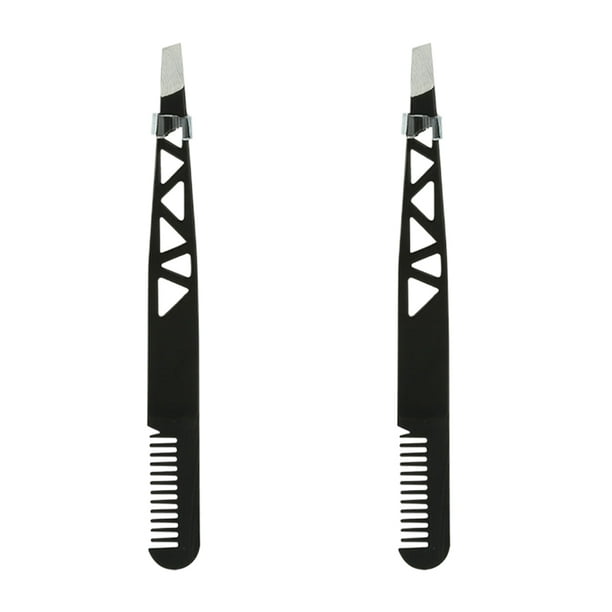 2 piezas pinzas para cejas de doble uso, recortador de cejas, herramienta para dar forma a las cejas, accesorios de maquillaje, negro