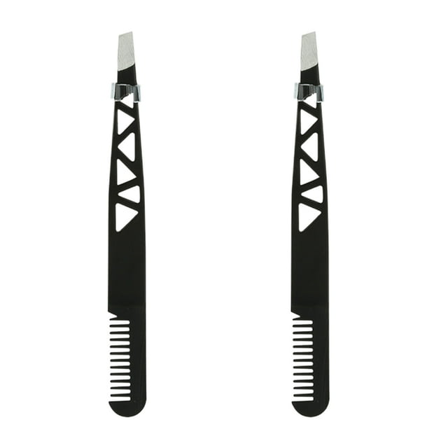BRIGHTFUFU 2 piezas pinzas para cejas de doble uso, recortador de cejas, herramienta para dar forma a las cejas, accesorios de maquillaje, negro