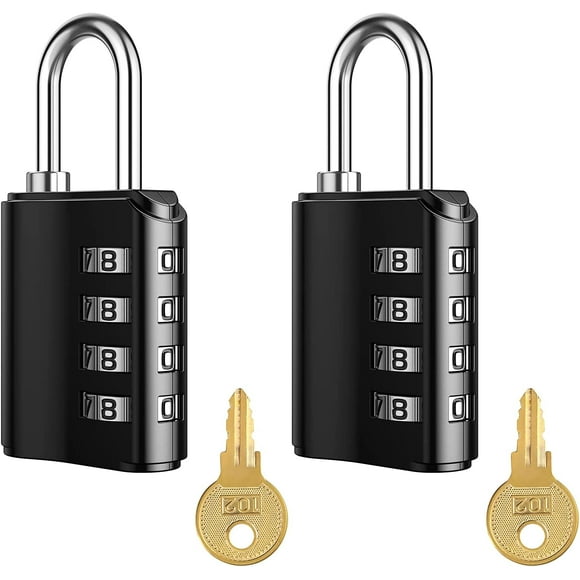FrostHike (New Version) Combination Padlock. 4 Digit Security Padlock with Keys. Gate Lock for School. Gym or Sports Locker. Fence. Toolbox. Case. Hasp. Storage - 2 Pack