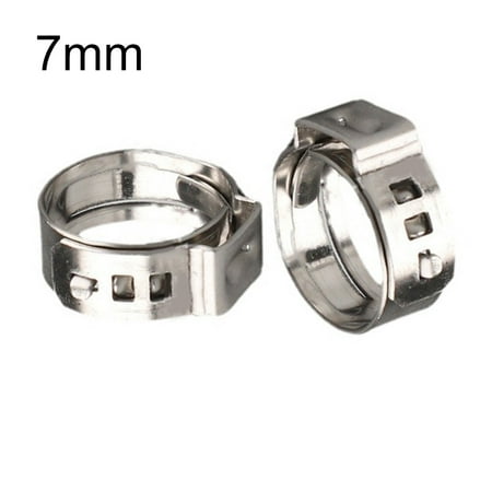 

25Pcs Stainless Steel Hose Clamps Single Ear Stepless For Sealing Various Hoses 7mm