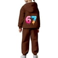 thumbnail image 4 of BUWTTED Girls Activewear Jogger Sets - 2 Piece 67 Print 6 7 Ice Cream Graphic Pullover Hoodie Sweatshirt Sweatpants Sweatsuit Outfits ZB Brown Sizes 4-5 Y, 4 of 8