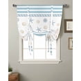 thumbnail image 2 of Coastal Christmas Tie Up Curtains for Window, Xmas Tree Starfish Beach Blue Striped Thermal Insulted Balloon Shade Adjustable Rod Pocket Curtains Valance Panels for Kitchen Bathroom Café 52 x 45, 2 of 7