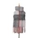thumbnail image 1 of Bufanda de invierno a cuadros para mujer, con borlas largas, estilo tartán, unisex, grande, de cachemir, acogedora Rosa gris, 1 of 9