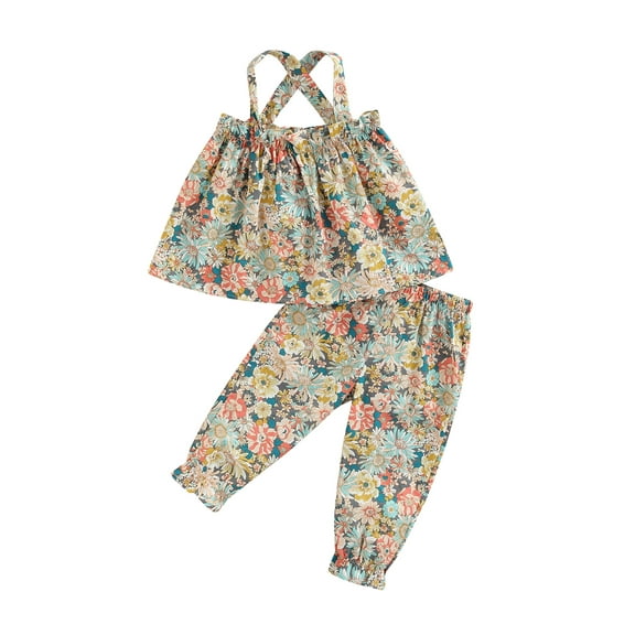 Bagilaanoe 2pcs Toddler Baby Girls Long Pants Sets Sleeveless Backless Camisole Tops   Trousers 1T 2T 3T 4T 5T Little Kids Summer Outfits