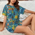 thumbnail image 4 of Sikiie Animals In Camping Womens Pajama Sets Short Sleeve Top With Pants Sleepwear 2 Piece Lounge Set4X-Large, 4 of 6