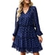 thumbnail image 5 of Vestido De Lunares, Vestido De Mujer De Cintura Alta Lindo Poliéster Casual Encaje Cuello Panel Impreso Para El Trabajo ANGGREK No, 5 of 7