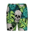 thumbnail image 4 of Gaeub Skull and Palm Leaves Printed Men's Short Pajama Pants, Lightweight Lounge & Sleep Bottoms Keep You Cool - X-Large, 4 of 9