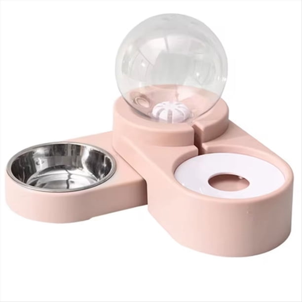 Dispensador de Agua para Mascotas y Gatos, Recipiente para Comida para Perros de 1,8 L, Comedero Automático, Color Rosa.