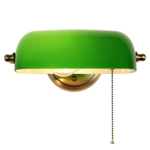 Plug-In Retro Green Glass Wall Lamp For Living Room, Bedroom, And Corridor