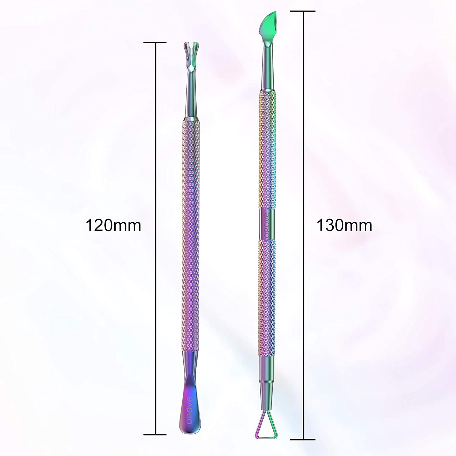 Cuticle Pusher Nail Polish Remover Stainless Steel Manicure Tool Set Gel Nail Polish Peeler Scraper Nail Care Stick Pedicure Kit for Fingernail and Toenail, General P1, Color Gradient…