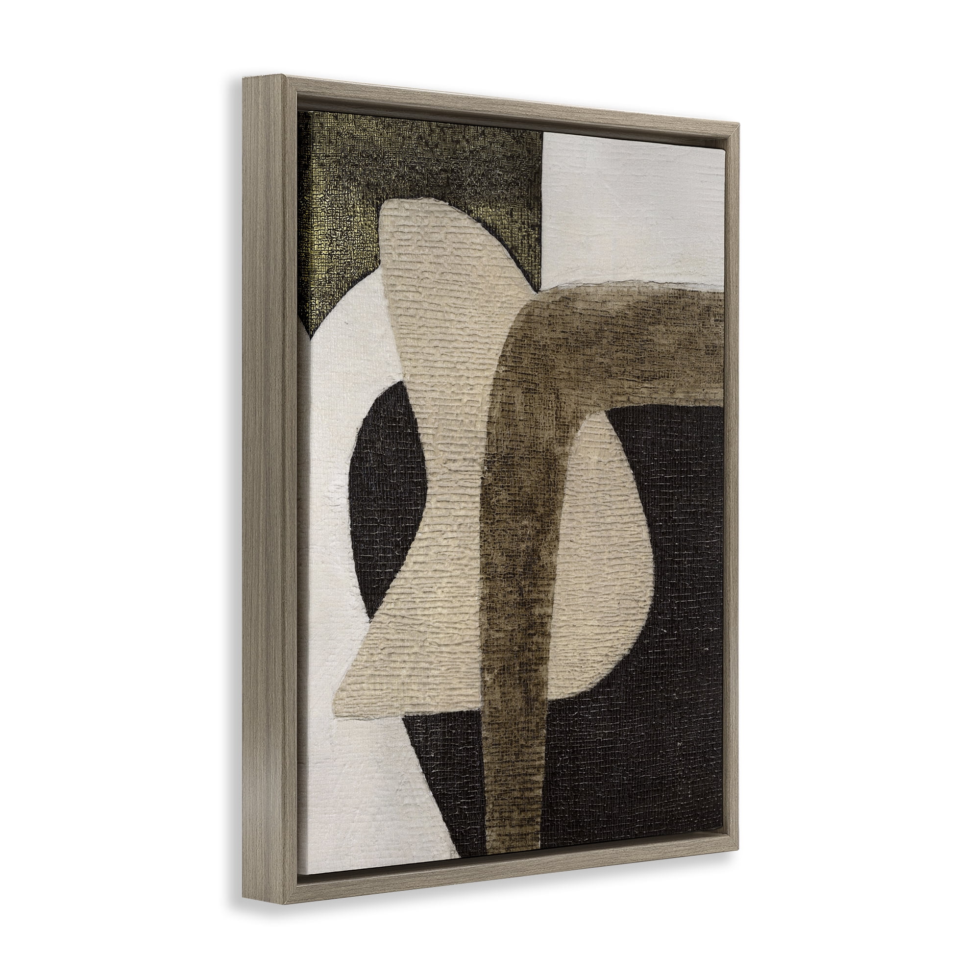 Stupell Industries Boho Modern Shape Pattern Abstract Painting Brown Floater Framed Canvas Art Print Wall Art, 17 x 21