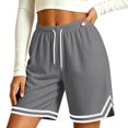 thumbnail image 4 of Ailaofu Women's Summer Sports Fitness Shorts, Elastic Waist Drawstring Running Shorts, Stylish Striped Loose Shorts, with Pockets, 4 of 8