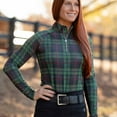 thumbnail image 3 of Dapplebay Holiday Plaid 1/4 Zip Light Riding Top - Green-XXS, 3 of 8