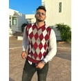 thumbnail image 3 of COOFANDY Mens Casual Slim Fit V-Neck Rhombus Business Knitwear Sweater Vest, 3 of 16
