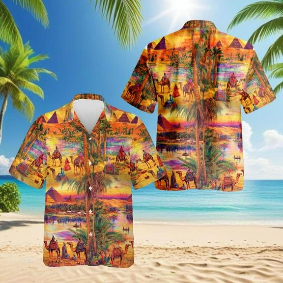 Oasis Relaxing Day In Peaceful Hawaiian Shirt for Men, Tropical Style, Button Down Summer Beach Short Sleeve, S-5XL