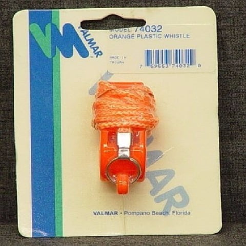 Valmar Boat Safety Whistle with Lanyard 74032 | Neon Orange Plastic