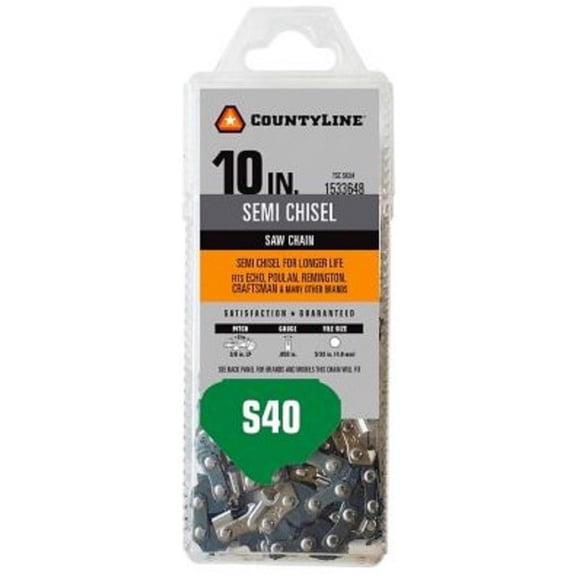 CountyLine 15040TSC Chainsaw Chain 10 Inch 40 Link Semi Chisel Steel
