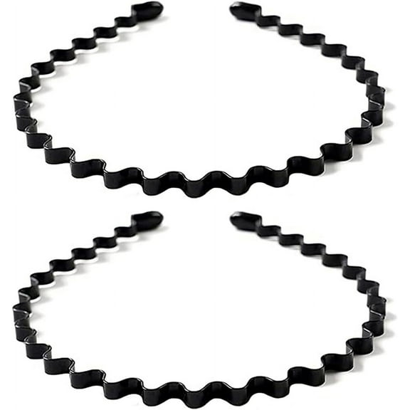 Metal Hair Band for Men Womens Headbands,Unisex Wavy Mens Hair bands, Fashion Hair Hoop for Boys Comb Headband Men Black Spiral Headband With Teeth for Hair Accessories for Sports (2PCS Black)
